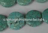 CTU1886 15.5 inches 20mm flat round imitation turquoise beads