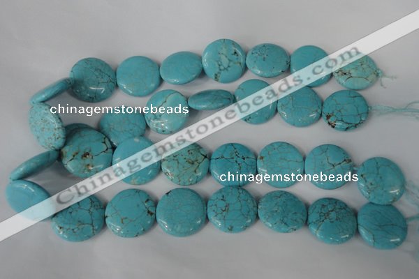 CTU1888 15.5 inches 25mm flat round imitation turquoise beads