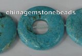 CTU1930 15.5 inches 35mm donut imitation turquoise beads