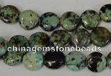 CTU2474 15.5 inches 10mm flat round African turquoise beads wholesale