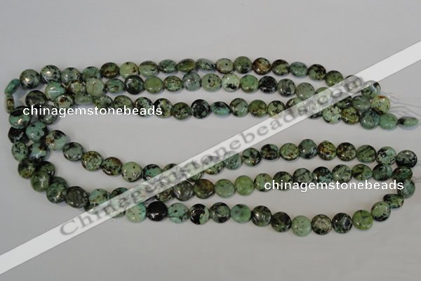 CTU2474 15.5 inches 10mm flat round African turquoise beads wholesale