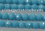 CTU2590 15.5 inches 4mm faceted round synthetic turquoise beads