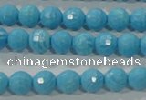 CTU2591 15.5 inches 6mm faceted round synthetic turquoise beads