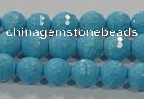 CTU2592 15.5 inches 8mm faceted round synthetic turquoise beads