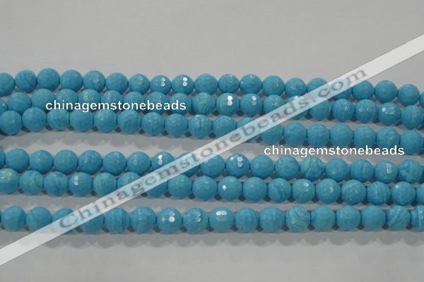 CTU2592 15.5 inches 8mm faceted round synthetic turquoise beads