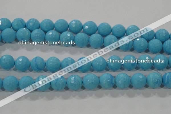 CTU2594 15.5 inches 12mm faceted round synthetic turquoise beads