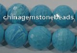 CTU2595 15.5 inches 14mm faceted round synthetic turquoise beads