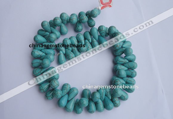 CTU27 14.5 inches 10*17mm teardrop blue turquoise beads Wholesale