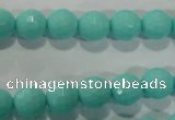 CTU2780 15.5 inches 4mm faceted round synthetic turquoise beads