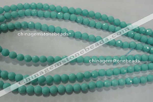 CTU2781 15.5 inches 6mm faceted round synthetic turquoise beads
