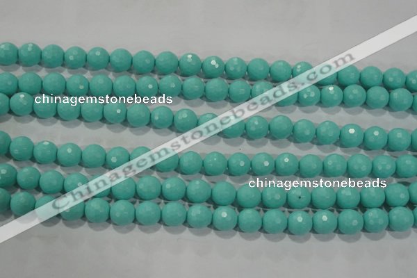 CTU2782 15.5 inches 8mm faceted round synthetic turquoise beads