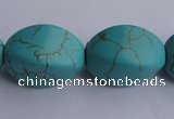 CTU28 15.5 inches 13*20mm twisted oval blue turquoise beads Wholesale