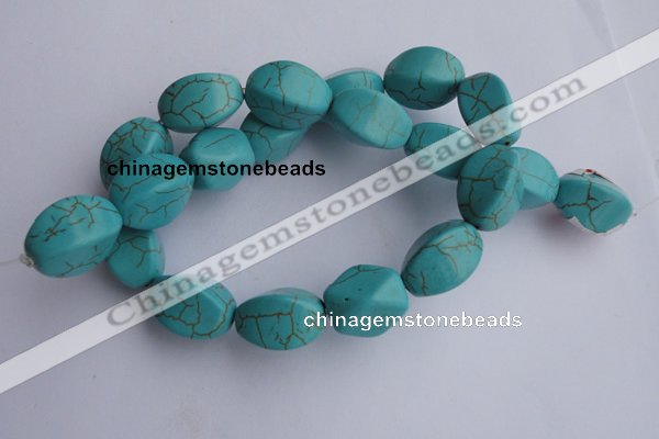 CTU28 15.5 inches 13*20mm twisted oval blue turquoise beads Wholesale