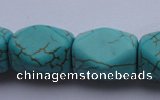 CTU29 15.5 inches 13*18mm faceted cuboid blue turquoise beads