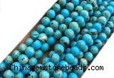 CTU3141 15 inches 4mm round gold vein howlite turquoise beads