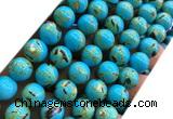 CTU3145 15 inches 12mm round gold vein howlite turquoise beads