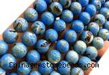 CTU3150 15 inches 12mm round gold vein howlite turquoise beads