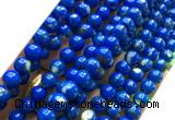 CTU3153 15 inches 4mm round gold vein howlite turquoise beads