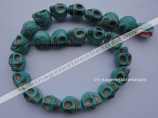 CTU32 15.5 inches 14*17*18mm skull shape blue turquoise beads