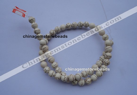 CTU34 15.5 inches 8mm round white turquoise strand beads Wholesale