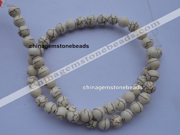 CTU36 15.5 inches 14mm round white turquoise strand beads Wholesale