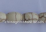 CTU38 15.5 inches 10*16mm rice shape white turquoise beads Wholesale