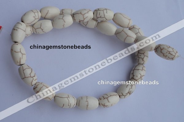 CTU38 15.5 inches 10*16mm rice shape white turquoise beads Wholesale