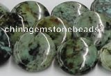 CTU417 15.5 inches 20mm flat round African turquoise beads wholesale