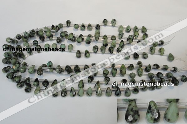 CTU488 Top-drilled 7*10mm faceted teardrop African turquoise beads