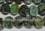 CTU499 15.5 inches 12*15mm oval double drilled African turquoise beads
