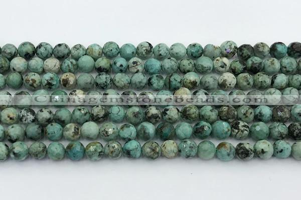 CTU518 15.5 inches 6mm faceted round African turquoise beads wholesale