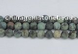 CTU567 15.5 inches 14mm round matte african turquoise beads