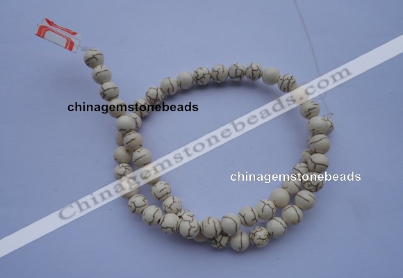 CTU67 15.5 inches 4mm round white turquoise strand beads Wholesale