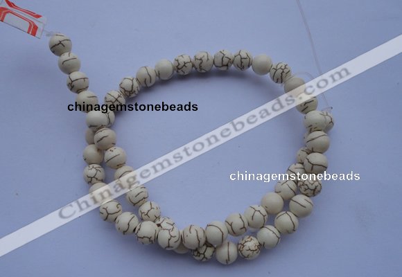 CTU68 15.5 inches 6mm round white turquoise strand beads Wholesale