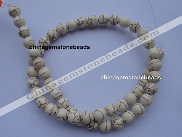 CTU69 15.5 inches 12mm round white turquoise strand beads Wholesale