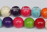 CTU704 15.5 inches 14mm round dyed turquoise beads wholesale