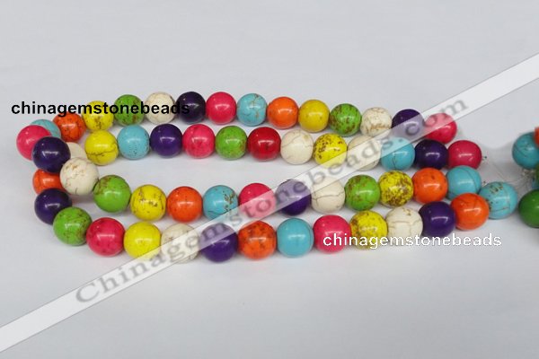 CTU704 15.5 inches 14mm round dyed turquoise beads wholesale