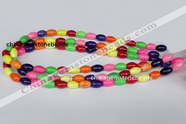 CTU708 15.5 inches 9*13mm rice dyed turquoise beads wholesale