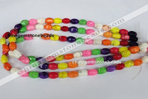 CTU710 15.5 inches 8*12mm faceted rice dyed turquoise beads wholesale