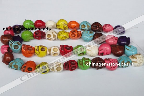 CTU712 15.5 inches 15*18*18mm skull dyed turquoise beads wholesale