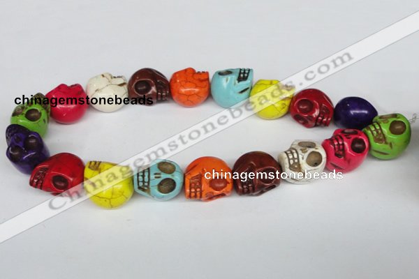 CTU713 15.5 inches 18*20*22mm skull dyed turquoise beads wholesale