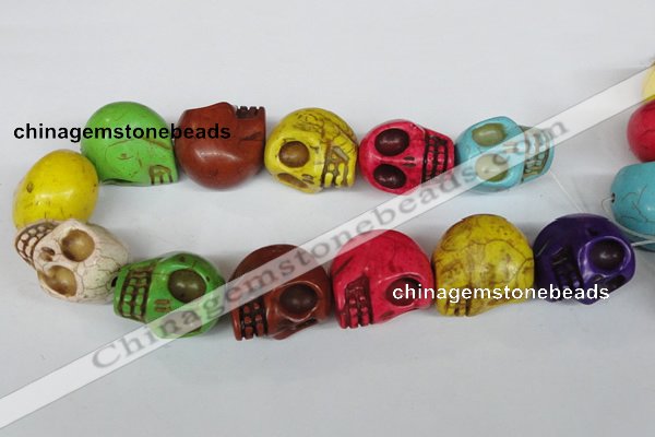 CTU714 15.5 inches 24*29*30mm skull dyed turquoise beads wholesale