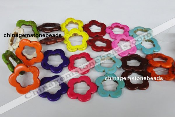 CTU724 15.5 inches 34*34mm flower dyed turquoise beads wholesale