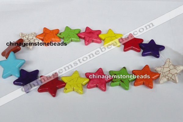 CTU729 15.5 inches 30*30mm star dyed turquoise beads wholesale