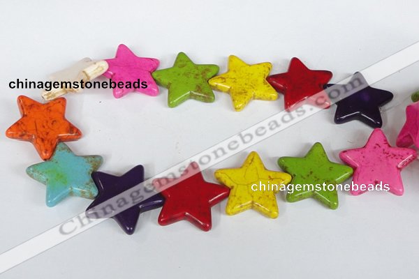 CTU730 15.5 inches 35*35mm star dyed turquoise beads wholesale