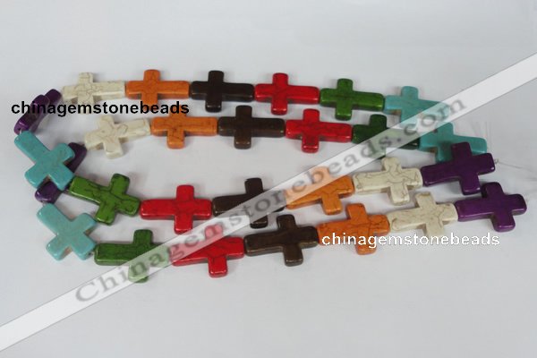 CTU733 15.5 inches 22*30mm cross dyed turquoise beads wholesale