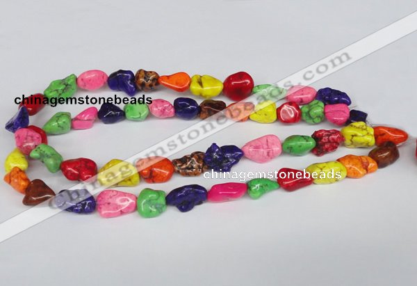 CTU741 15.5 inches 10*16mm nuggets dyed turquoise beads wholesale