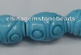 CTU886 15.5 inches 20*26mm carved rice dyed turquoise beads