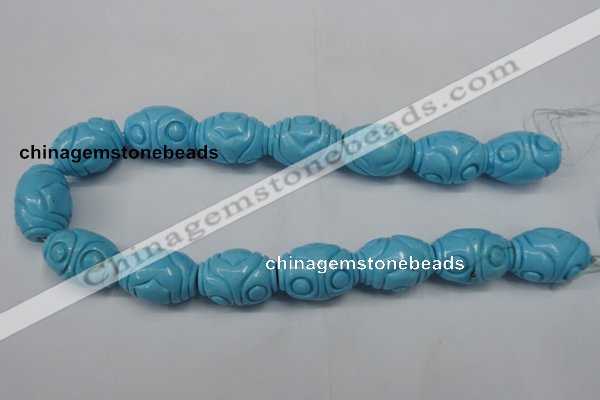 CTU886 15.5 inches 20*26mm carved rice dyed turquoise beads