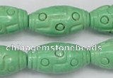 CTU888 15.5 inches 15*30mm carved rice dyed turquoise beads